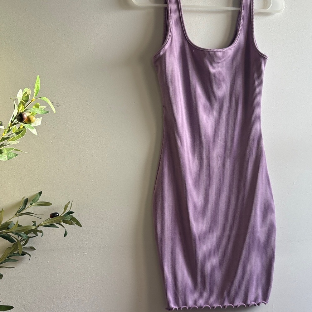 Lilac Ribbed Mini Dress
